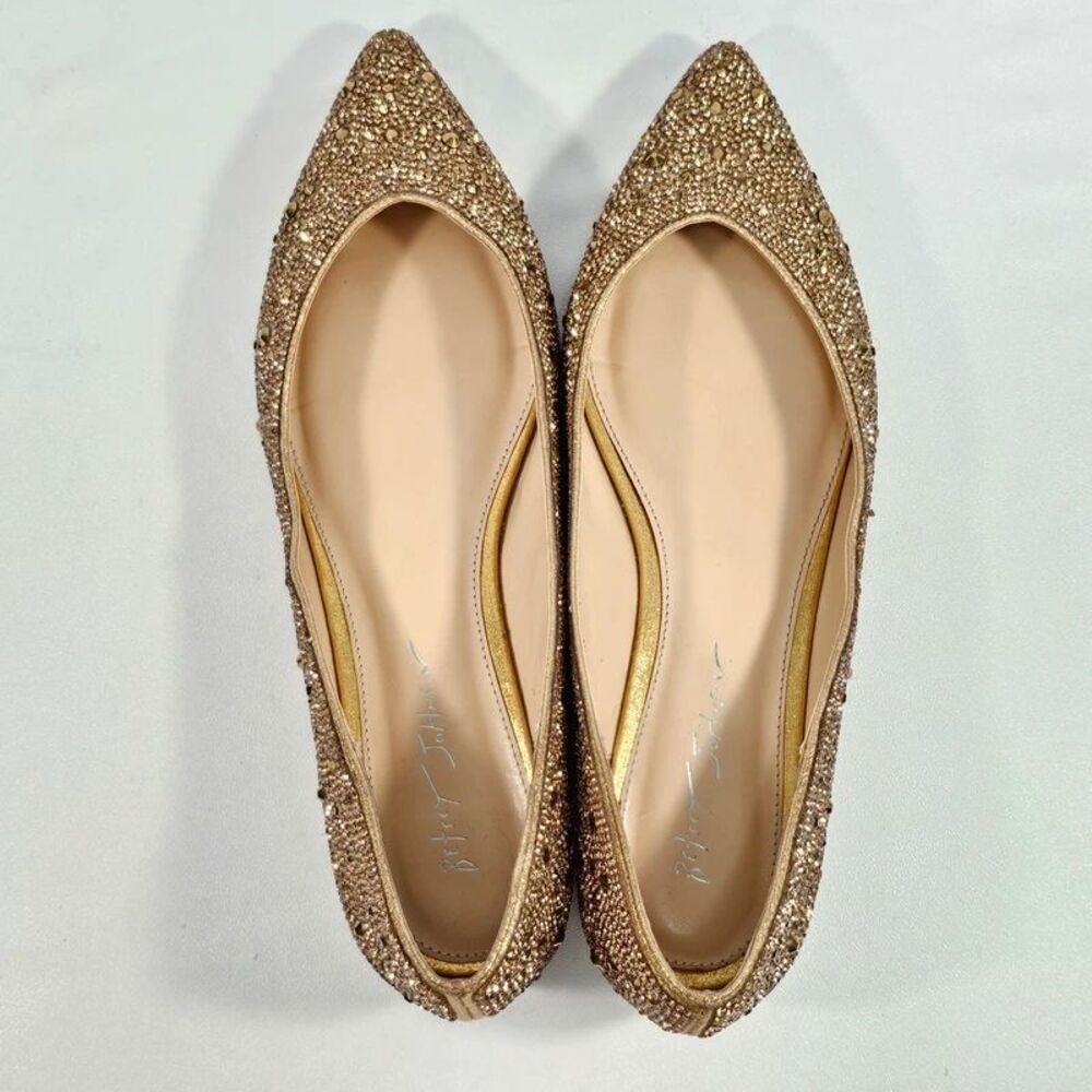 Betsey Johnson Jude Gold Rhinestone Pointed Toe Flats Size 11 M Glam Party - Picture 4 of 8